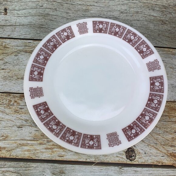 Vintage Anchorware #696 Anchor Hocking Milk Glass Red Oven Proof 9" Plate Set 4 - Picture 6 of 9